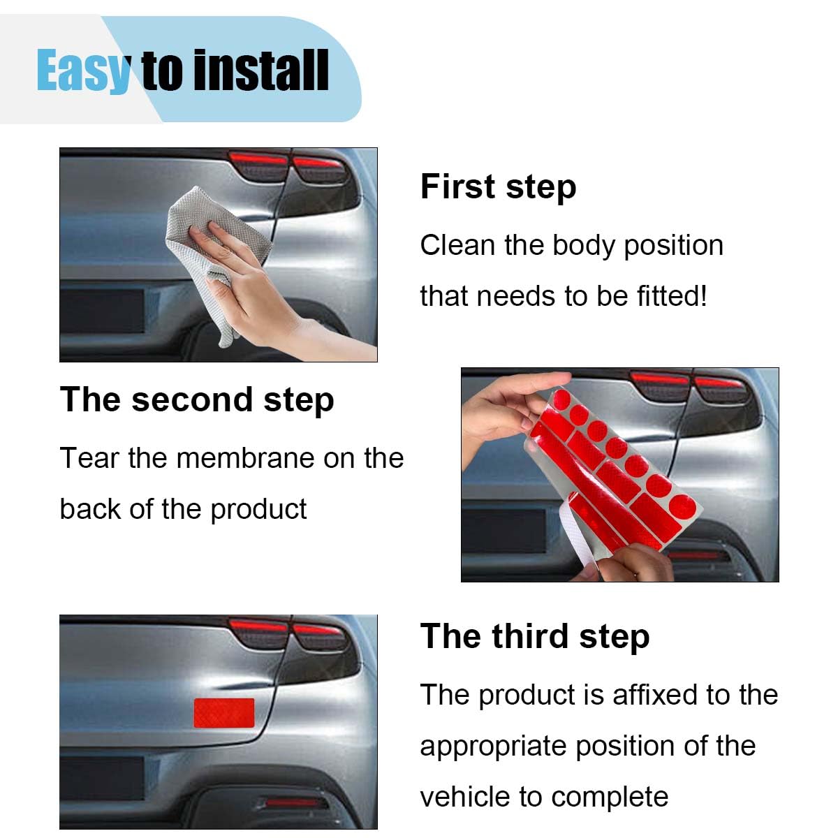 13PCS Strong Reflective Car Warning Stickers Waterproof Safety Warning Adhesive Car Bumper Decals High-Intensity Night Visibility Tape Car — view 5