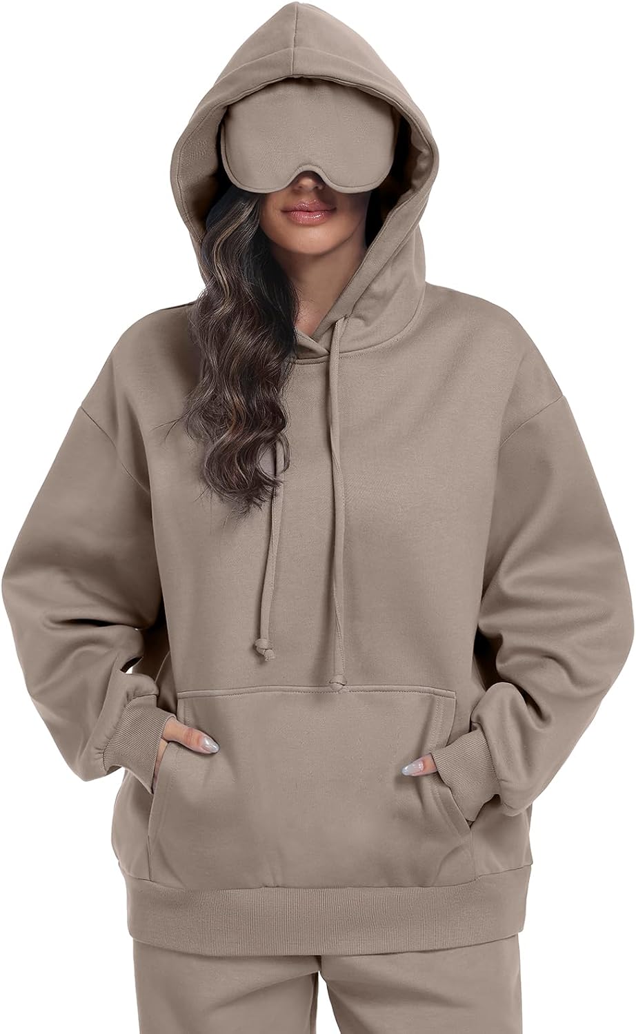 SeSe Code Travel Hoodie with Eye Mask Sleep Unisex Oversized Sweatshirt for Airplane, Road Trip Naps Fleece Couples Hoodies