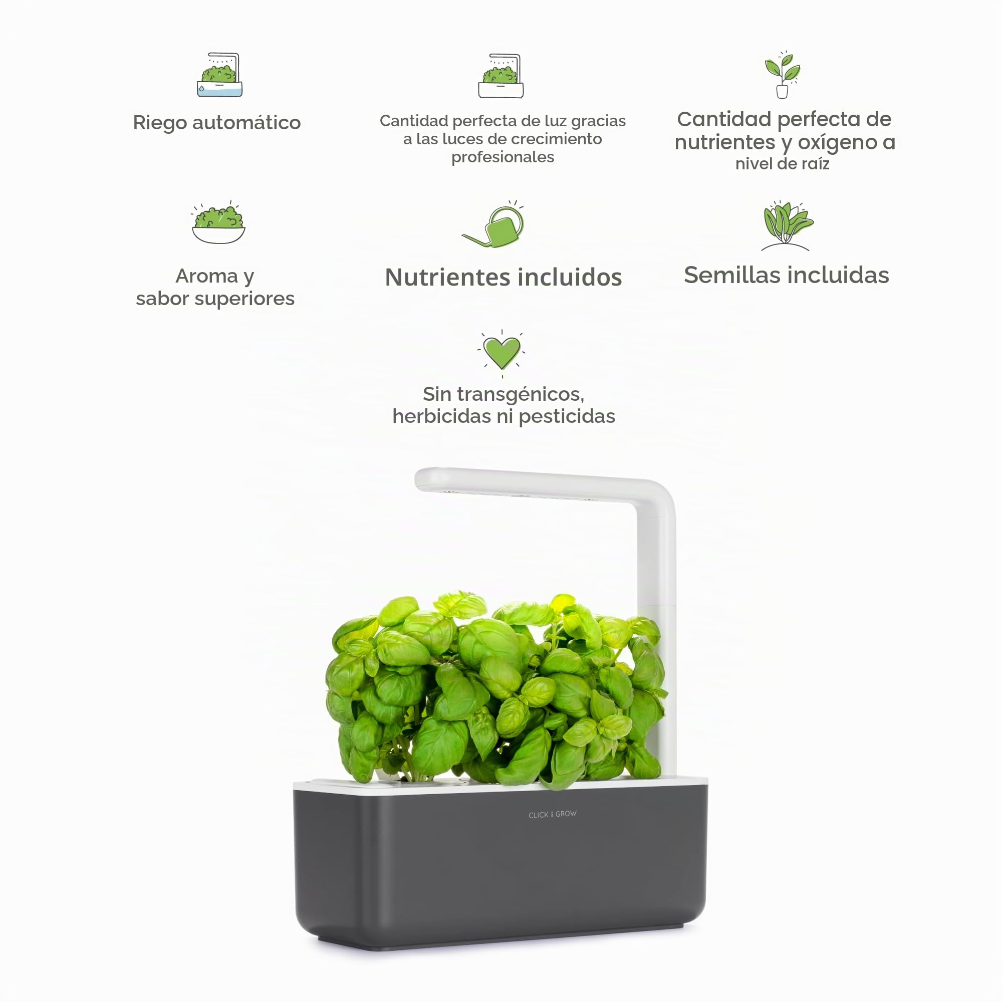 Click & Grow Smart Garden, Huerto Inteligente de Interior con 3 Cápsulas de Cultivo, Iluminación y Riego Automáticos, más Fácil que el Cultivo Hidropónico
