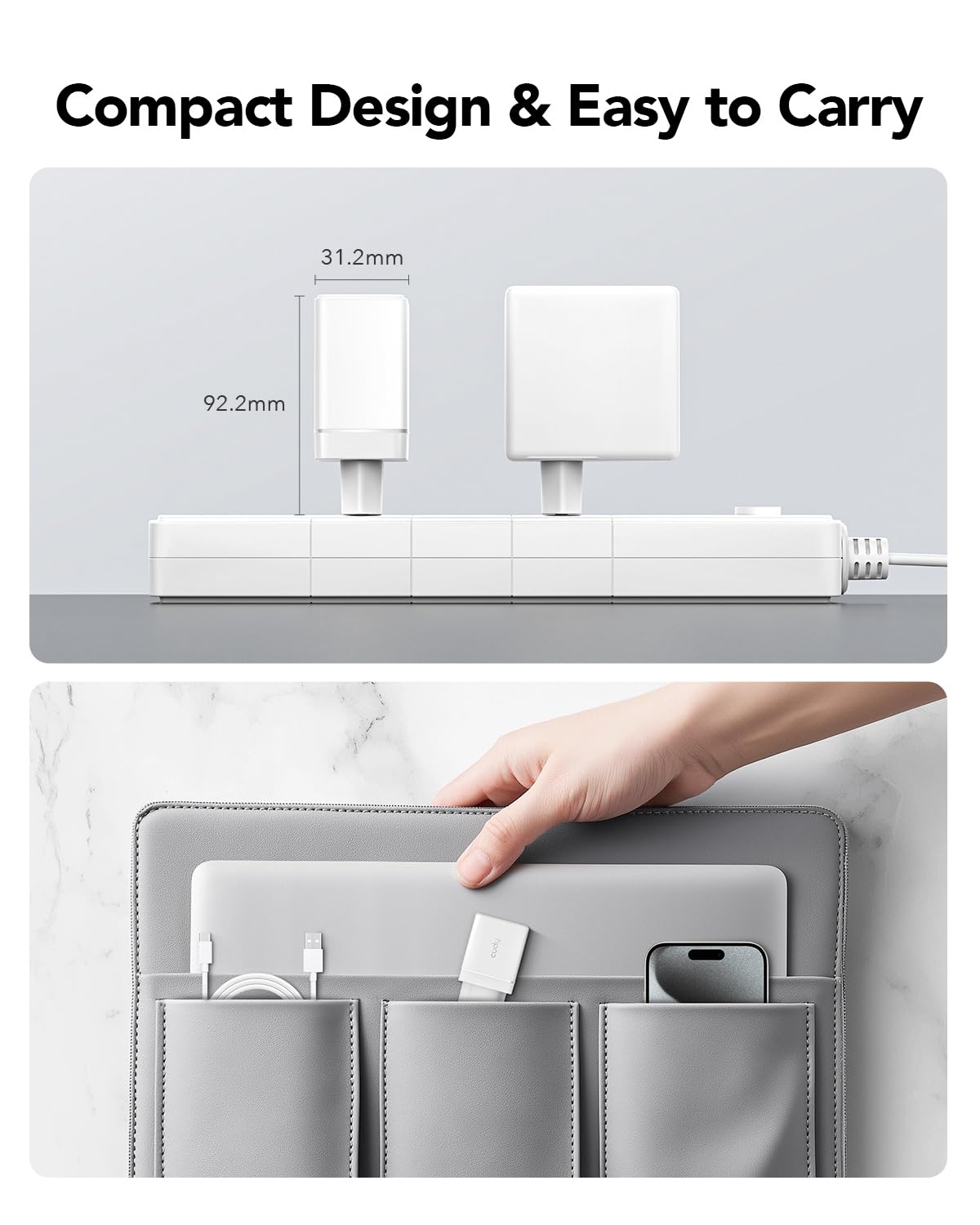 Cudy Caricatore USB C 67 W 3 porte, 2 Tipo C, 1 USB-A Presa Caricatore iPhone Ricarica Rapida, QC/PD 3.0 Parete Adattatore per iPhone, iPad, Samsung, Sony, CH67