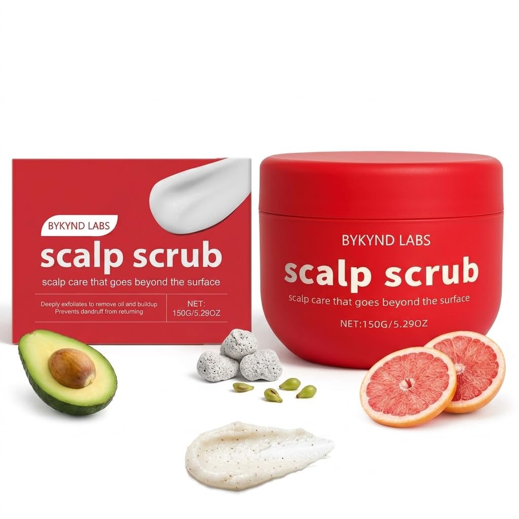 Official BYKYND LABS Avocado Oil Scalp Scrub, Rich in Grapefruit Extract, Grapeseed Extract, and Pumice, Natural Scrub & Dry Scalp, Gluten Free, Vegan