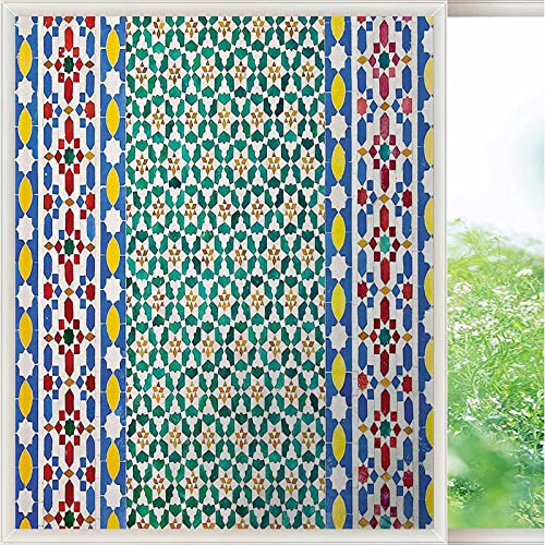 Frosted Glass Window Film Moroccan Decor Window Uv Blocking Opaque Opaque Window Covering Film For Home Office Glass Door (17.7 X 23.6 Inch) #TOP25