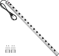 Vista 1 de JUNNUJ Tira de alimentación larga de metal con 16 tomas, regleta industrial de alta resistencia con amplio espaciado para garaje con cable de 4 pies