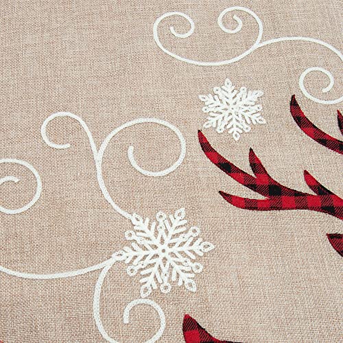 Haumenly Burlap Christmas Tree Skirt, Buffalo Plaid Reindeer Tree Skirt For Xmas Tree Holiday Party Decoration - 48 Inches #TOP6