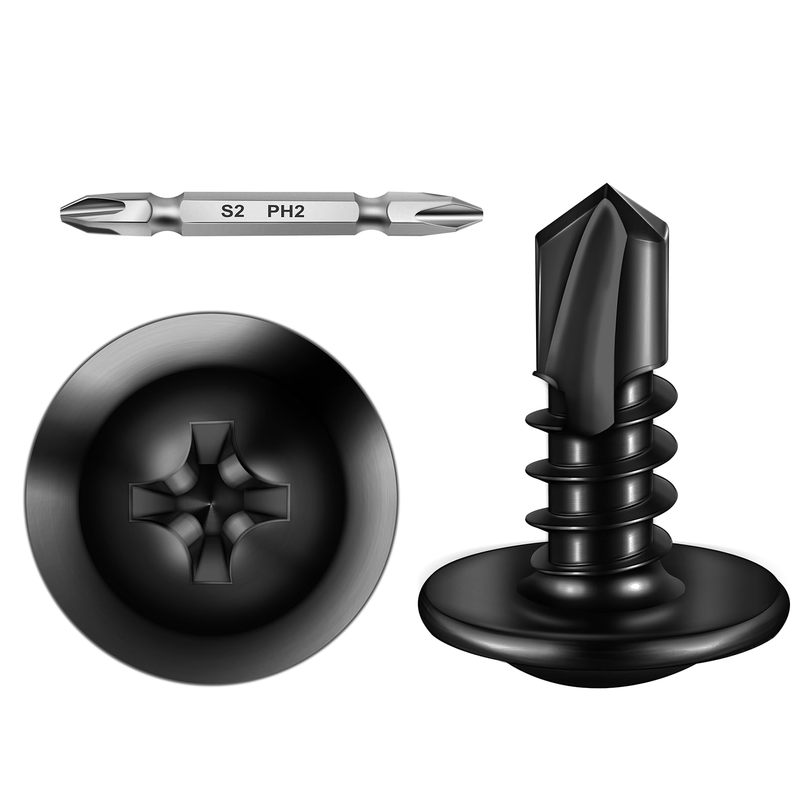 Self Tapping Screws for Metal - 200 Pack -12 Self Tapping Screws for Metal - 200 Pack -12