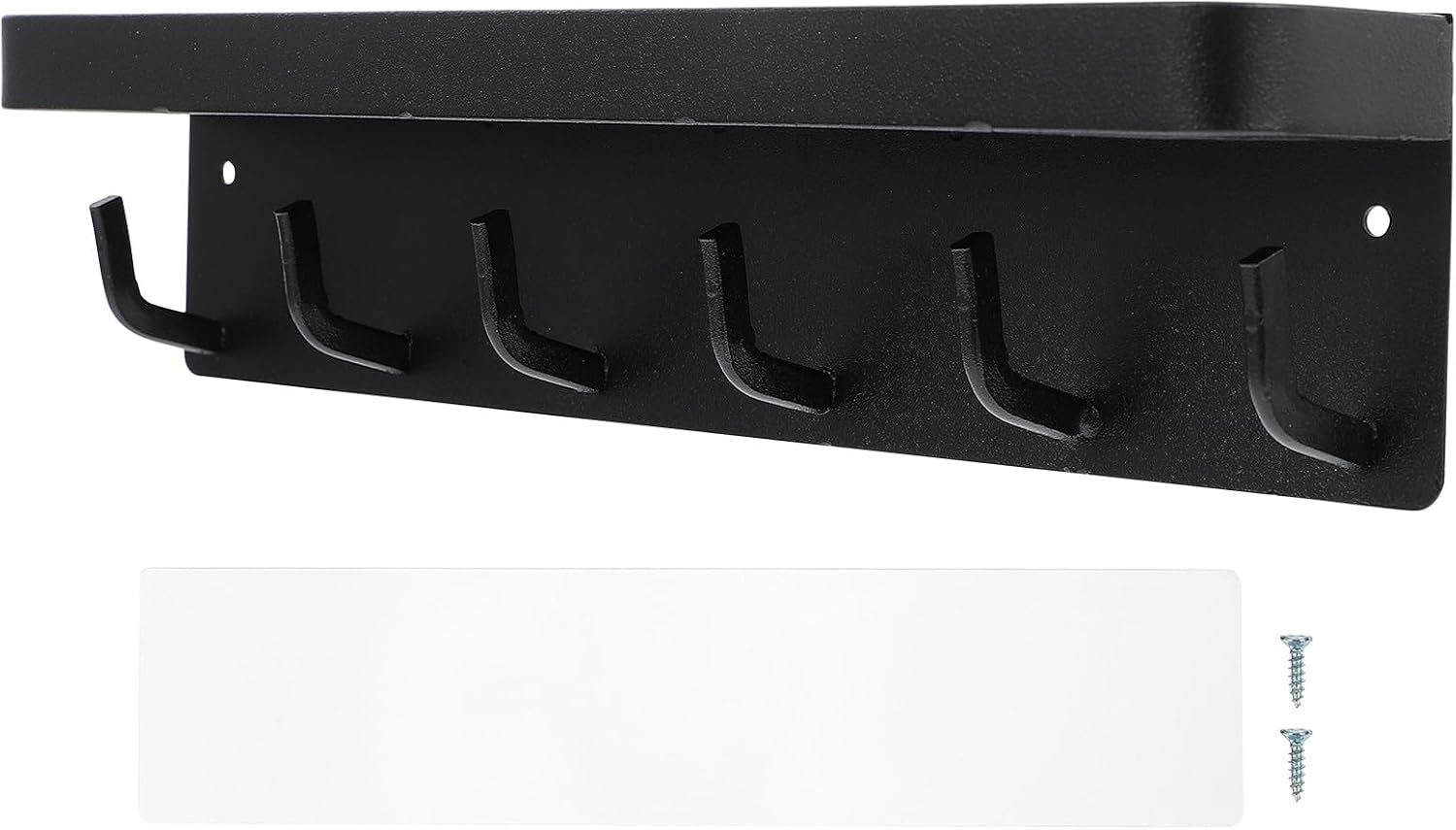 Toyvian Wall-Mounted Storage Rack with PVC and Screw Hooks, Black Punch-Free Wall Hanger for Key, Umbrella, Newspaper Organization, Home Entryway and Bathroom Utility Hook Organizer
