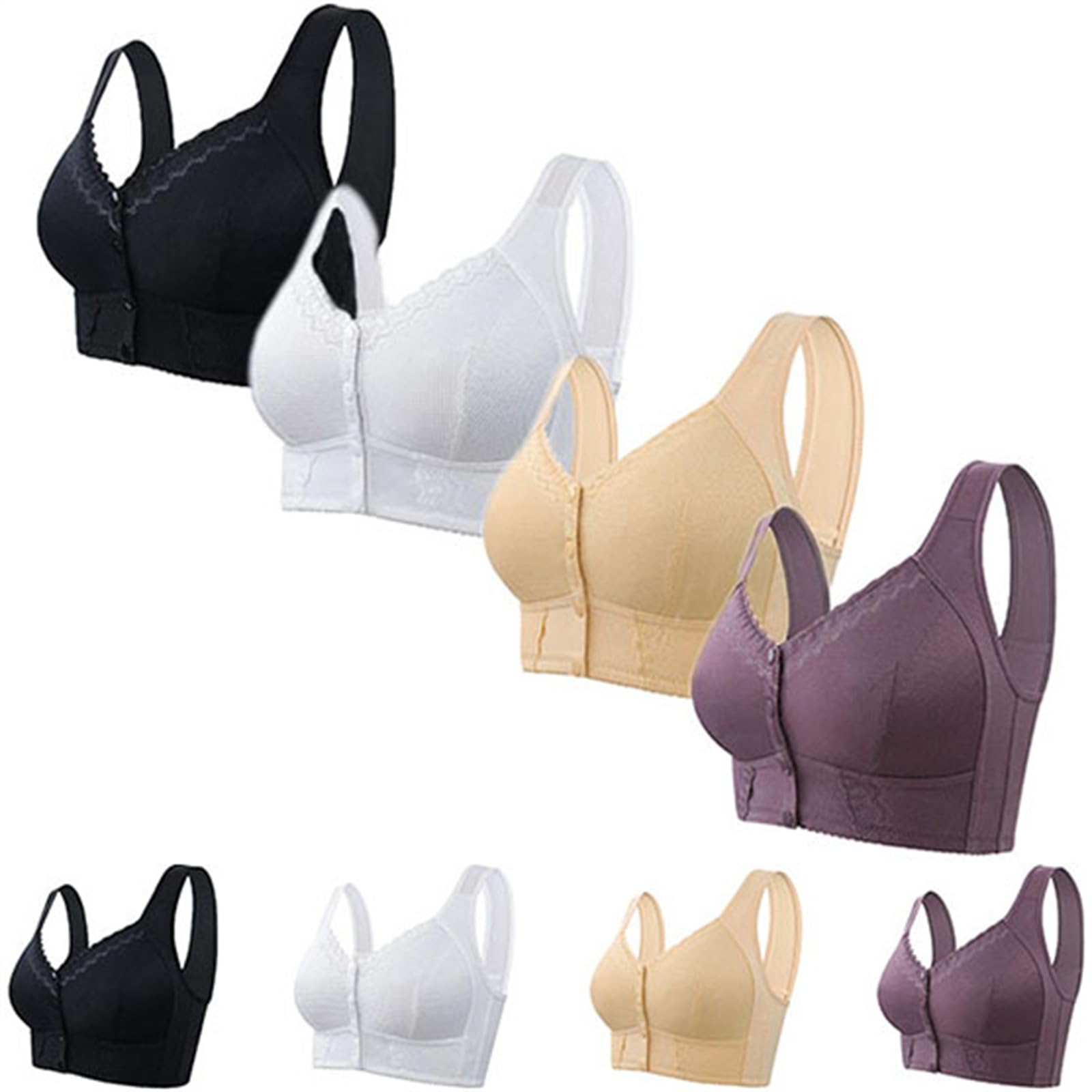 Reggiseno Traspirante con Chiusura Frontale for Donne Anziane - Supporto Anti-cedimento
