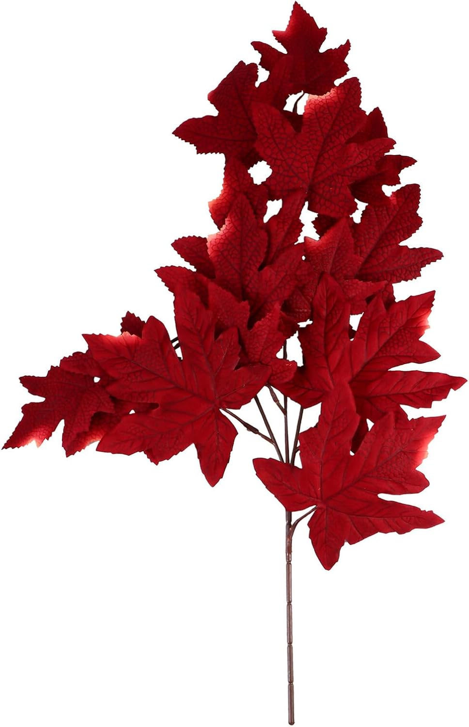 Simulation Maple Leaf Branch, Fake Fall Thanksgiving Decoration Ornament, Burgundy Autumn Shrub for Home and Holiday Décor