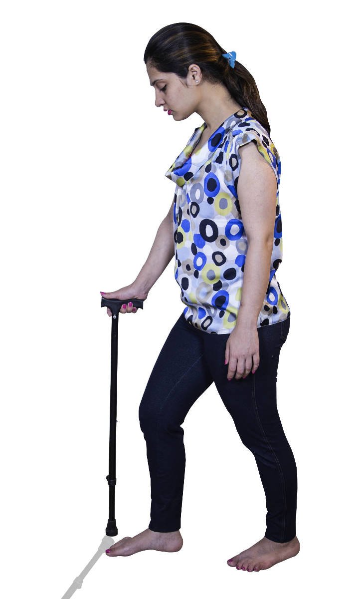 JSB W09 Walking Stick for Men and Women Old People | Walking Aid for Physiotherapy Fracture Support | Lightweight Slip Free Base (Black) 1