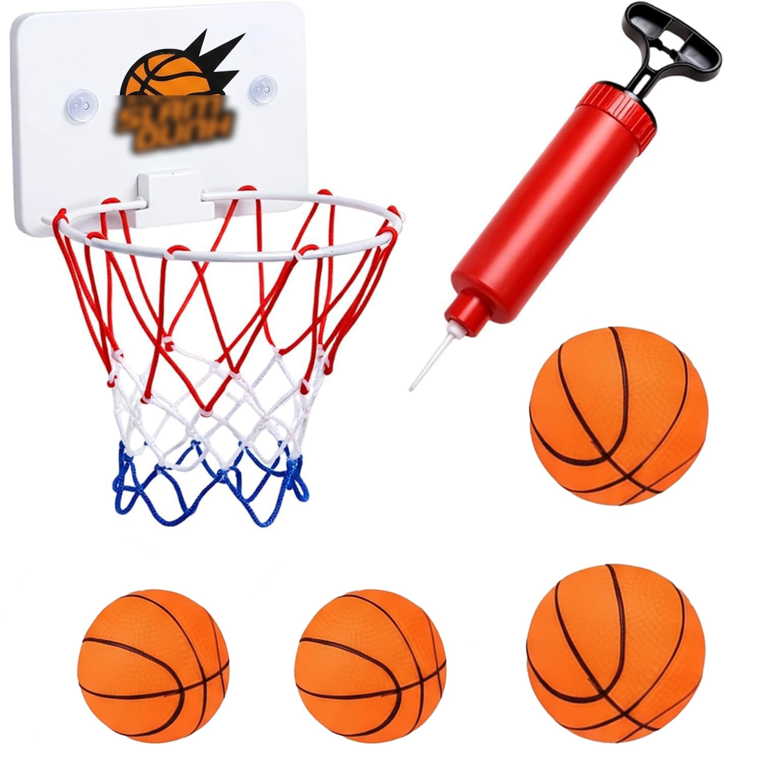 6Pcs Mini Basketball Hoop, with Pump and 4Pcs Mini Basketballs, Indoor Wall Mounted for Practice and Fun, Suitable for Various Locations Including Bedroom and Office
