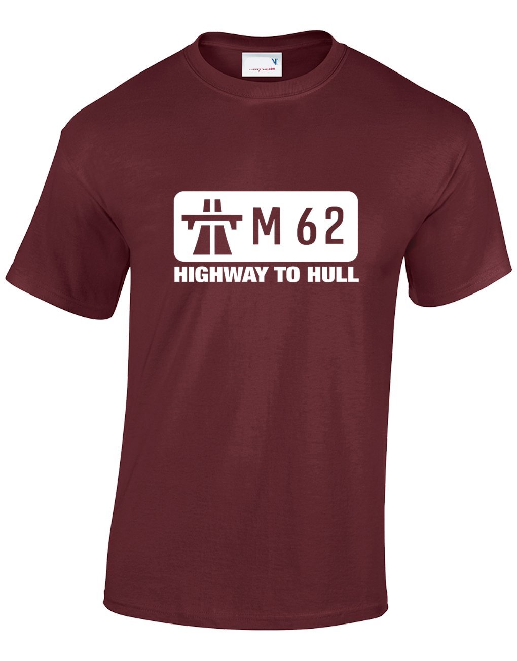 Crown Designs M62 Highway to Hull Funny Cool for Men & Teenagers T-Shirts Tops - Maroon/XX-Large