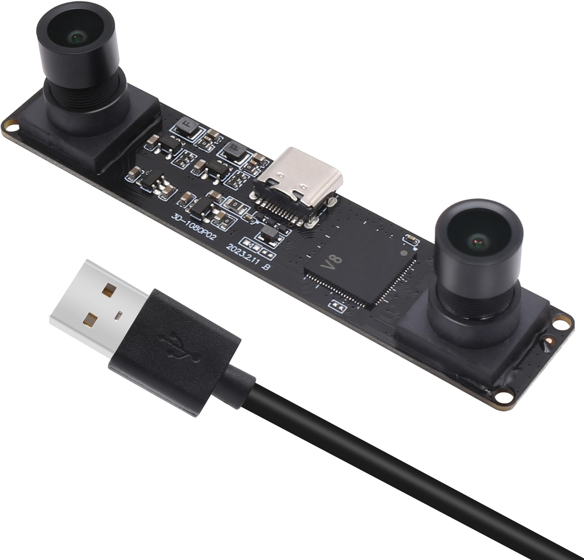 MMlove USB Stereo Camera Synchronous Dual Lens 1080P 60FPS Camera Module 4MP 3D Webcam 117ยฐ Wide Angle View Lightburn Webcam USB2.0 Plug & Play for VR Face Recognition Streaming,PC/Laptop/Raspberry Pi