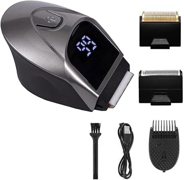 SUYOOULIN Self-Haircut Hair Clippers, Shortcut Grooming Haircut Kit, Waterproof Rechargeable Cordless Electric Hair Trimmer Men Head Clippers, 2 Cutting Heads, 4-in-1 Limit Comb Grey