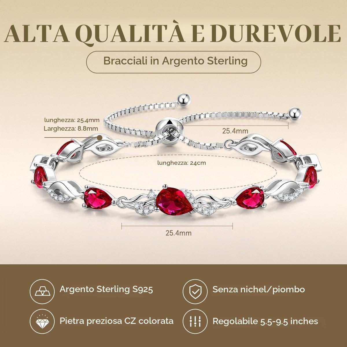 FANCIME Bracciale da donna in argento con foglie, bracciale tennis con pietra portafortuna a forma di foglia, bracciale tennis regolabile con brillantini, gioielli e regali per donne, fidanzate