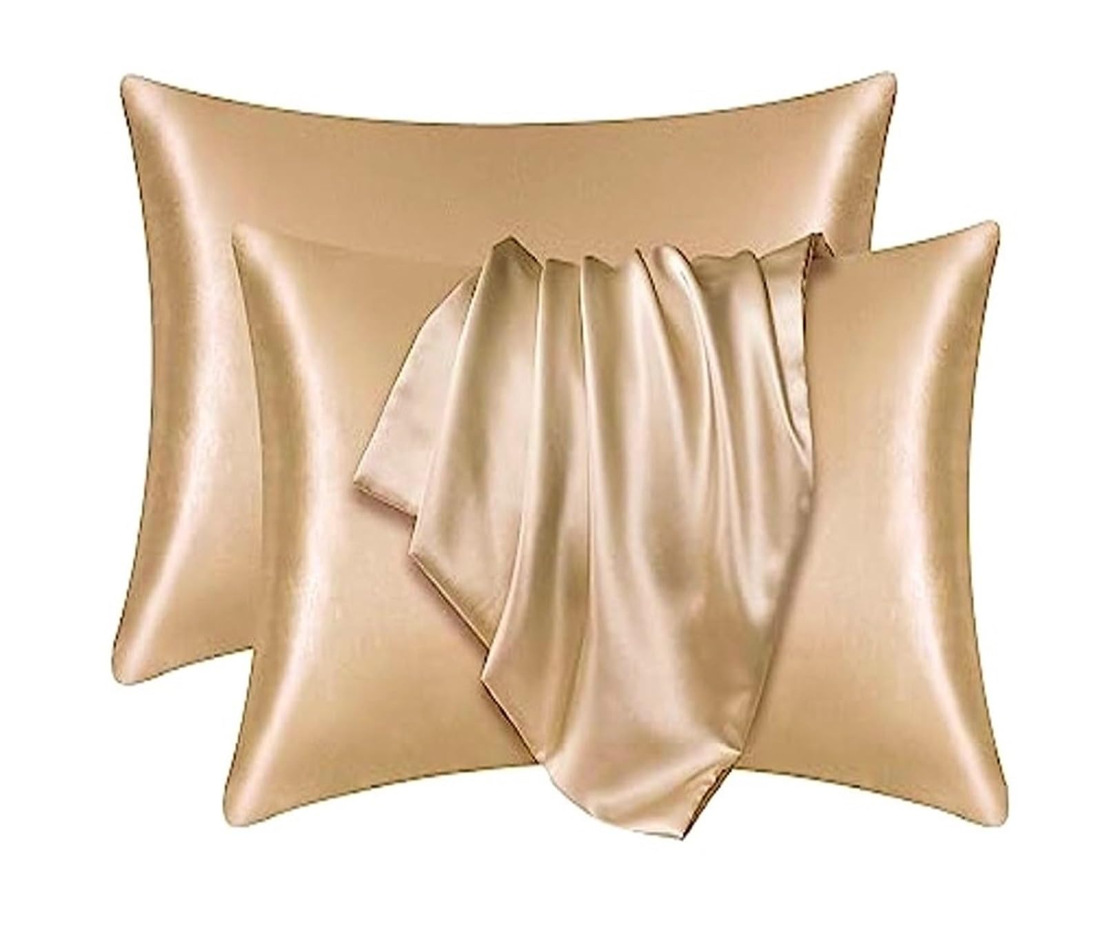 Silk Pillowcase 1pcs Polyester Pillowcase For Skin And Hair Satin PillowCases Soft Breathable Smooth Cooling Pillow Covers For Sleeping(Gold)