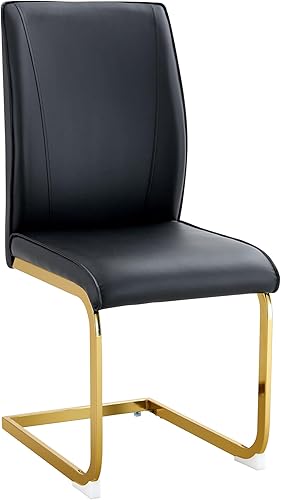 Miniatura 3 de Juego de 6 sillas de comedor modernas, tapizadas de piel sintética con respaldo alto, patas de metal, cómodos asientos para mesa de comedor para 6