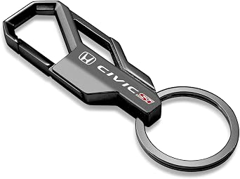 iPick Image for Honda Civic Si Gunmetal Black Carabiner-style Snap Hook Metal Key Chain - Official Licensed