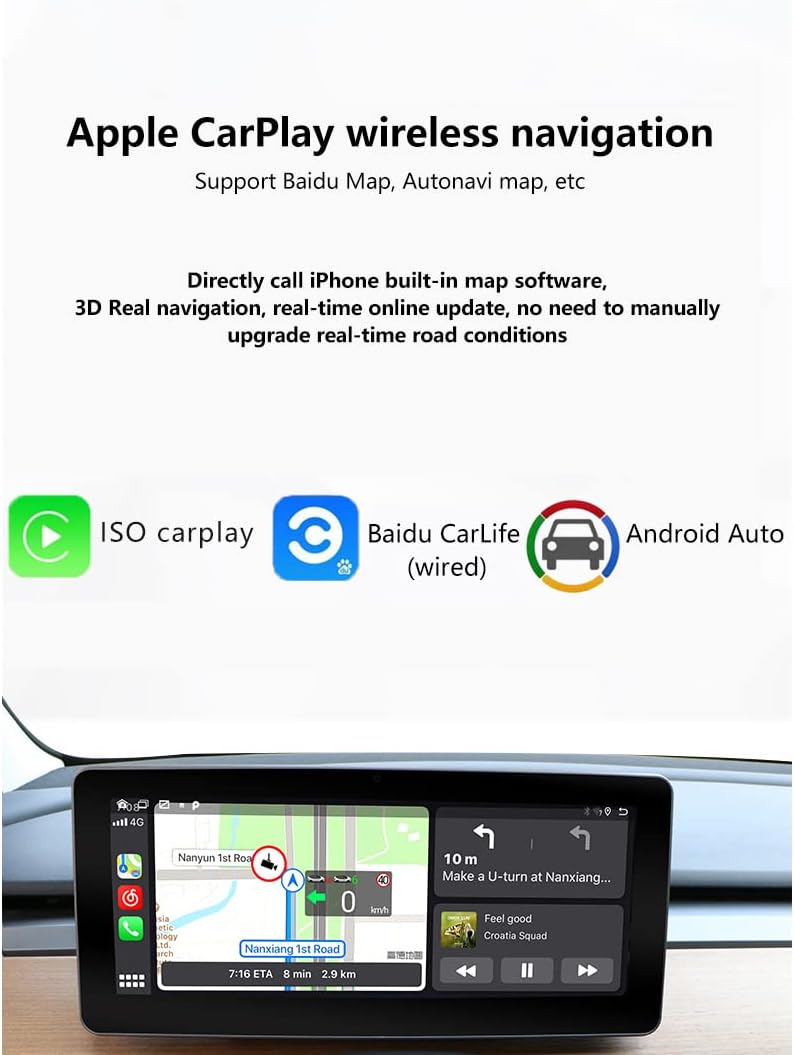 HUD Pantalla LCD Android 2+32GB para Tesla Model 3 / Model Y Multimedia Digital Power Speed ​​Display HD Pantalla táctil 10.25″ Carplay WIFI Bluetooth Navegación