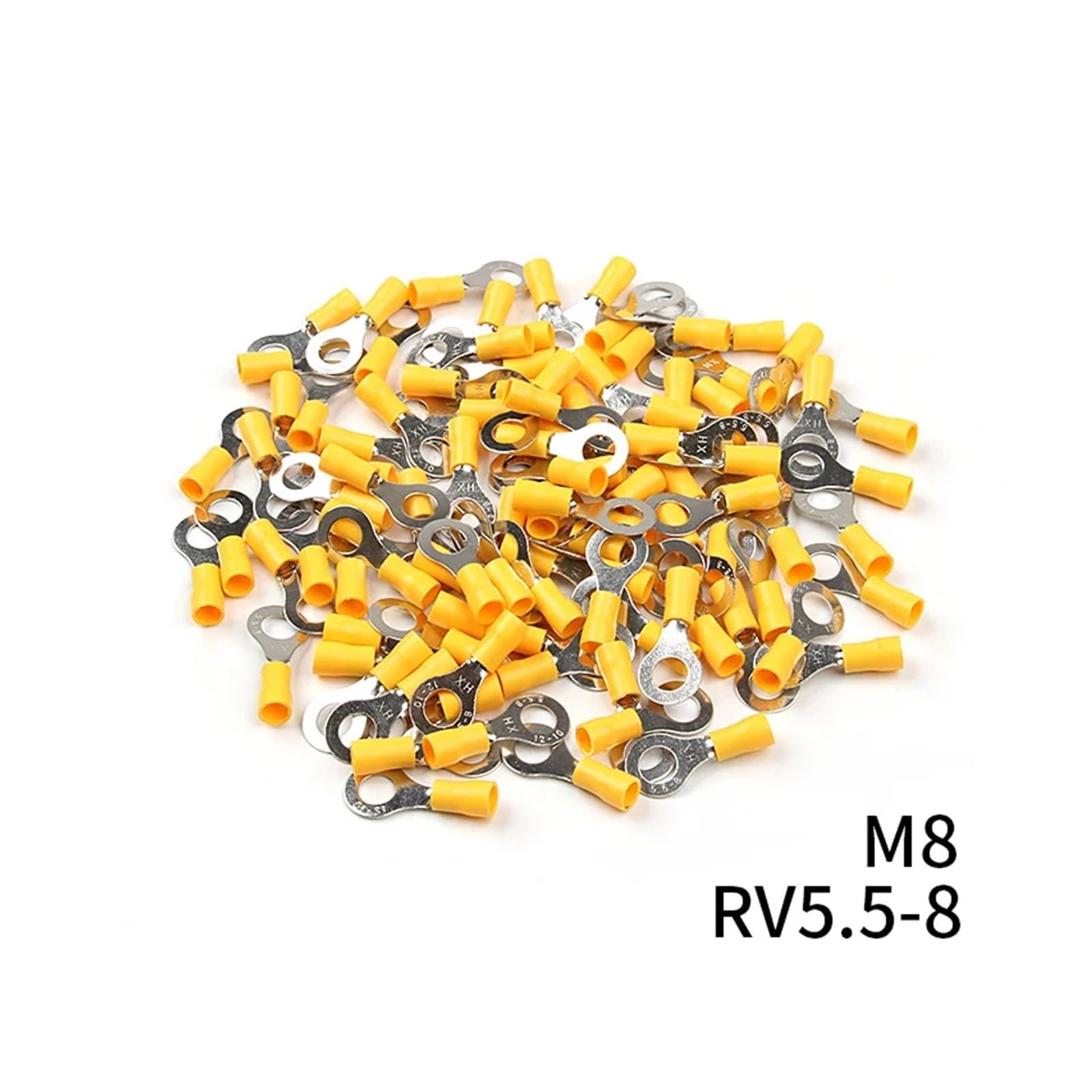 10/20/30/50/100pcs Insulated Ring Terminals Wire Cable Electrical Crimp Connectors Terminal Block Wiring Accessories Kit Set(RV5.5-8,10PCS)