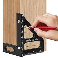 Vista 5 de Regla de medición imperial 3D multiángulo, transportador cuadrado de carpintería de aleación de aluminio de 45/90 grados, regla triangular