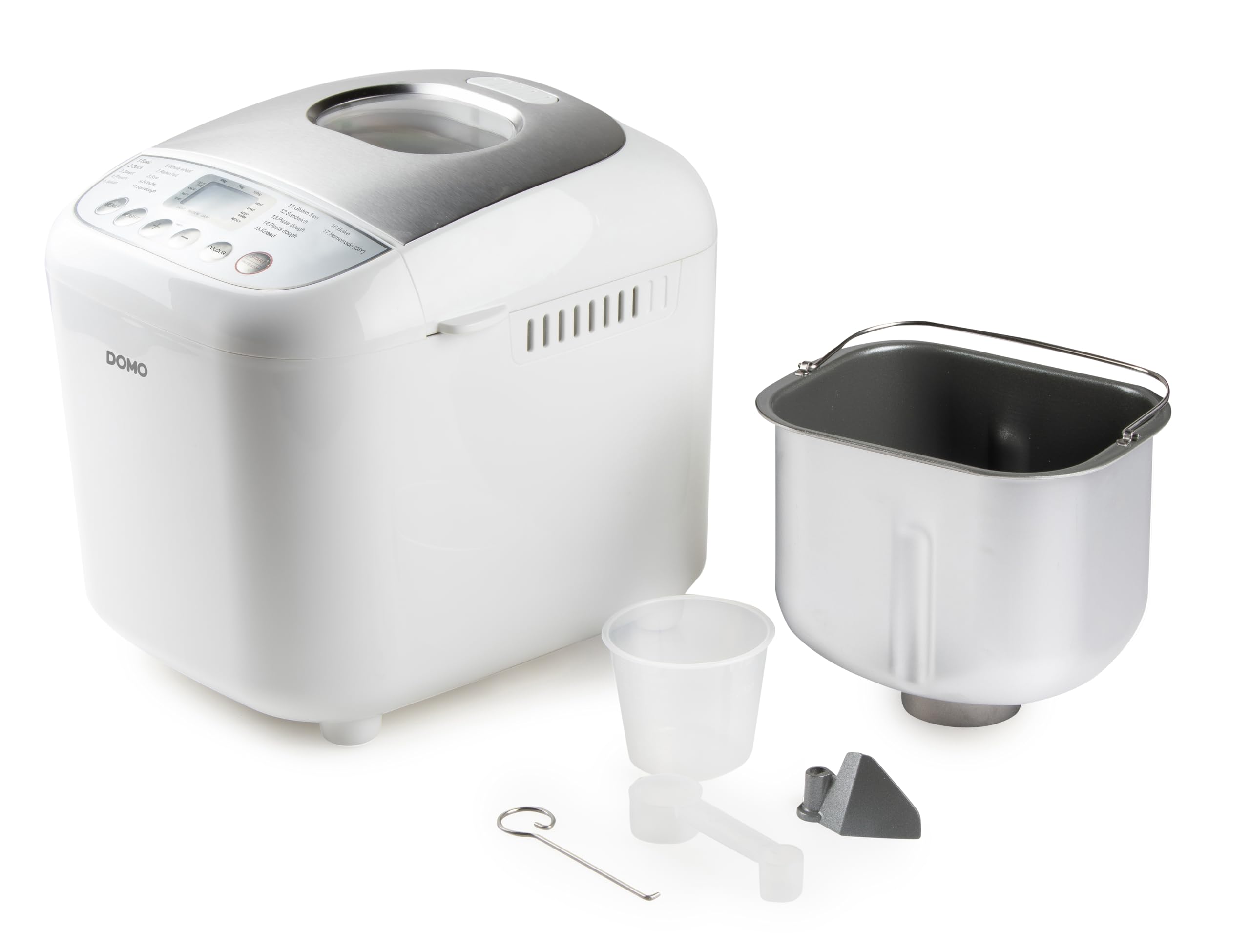 DOMO B3976 Brotbackautomat - 17 Backprogramme inkl. Pizza und Glutenfrei-Programm - 3 Brotgrößen (500g - 750g - 1000g) - PFAS frei - mit Timer, LCD Display und Warmhaltefunktion