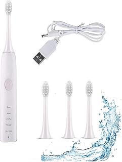 Sonic Electric Toothbrush for Adults, 5 Modes with 2 Minute Smart Timer, Battery Powered, White, Unisex