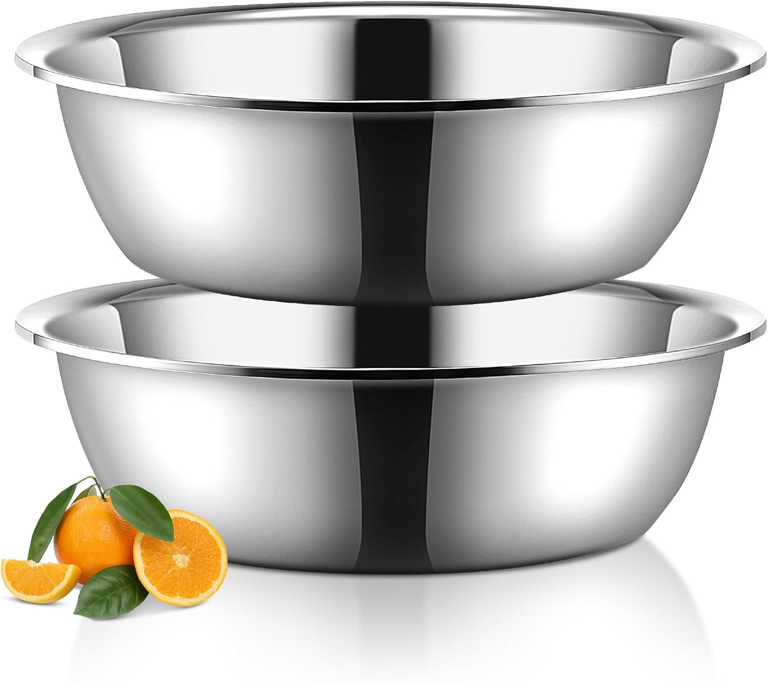 Yungyan 2 Pieces Large Mixing Bowl Stainless Steel Oversized All Purpose Steel Bowl Metal Bowl for Serving Baking Marinating for Home Cooking or Commercial(26 Quarts)