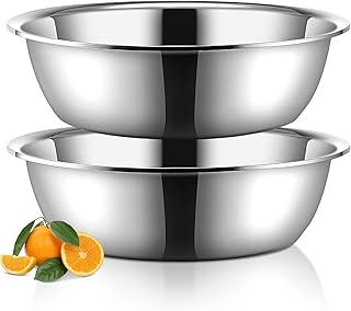 Yungyan 2 Pieces Large Mixing Bowl Stainless Steel Oversized All Purpose Steel Bowl Metal Bowl for Serving Baking Marinating for Home Cooking or Commercial(26 Quarts)