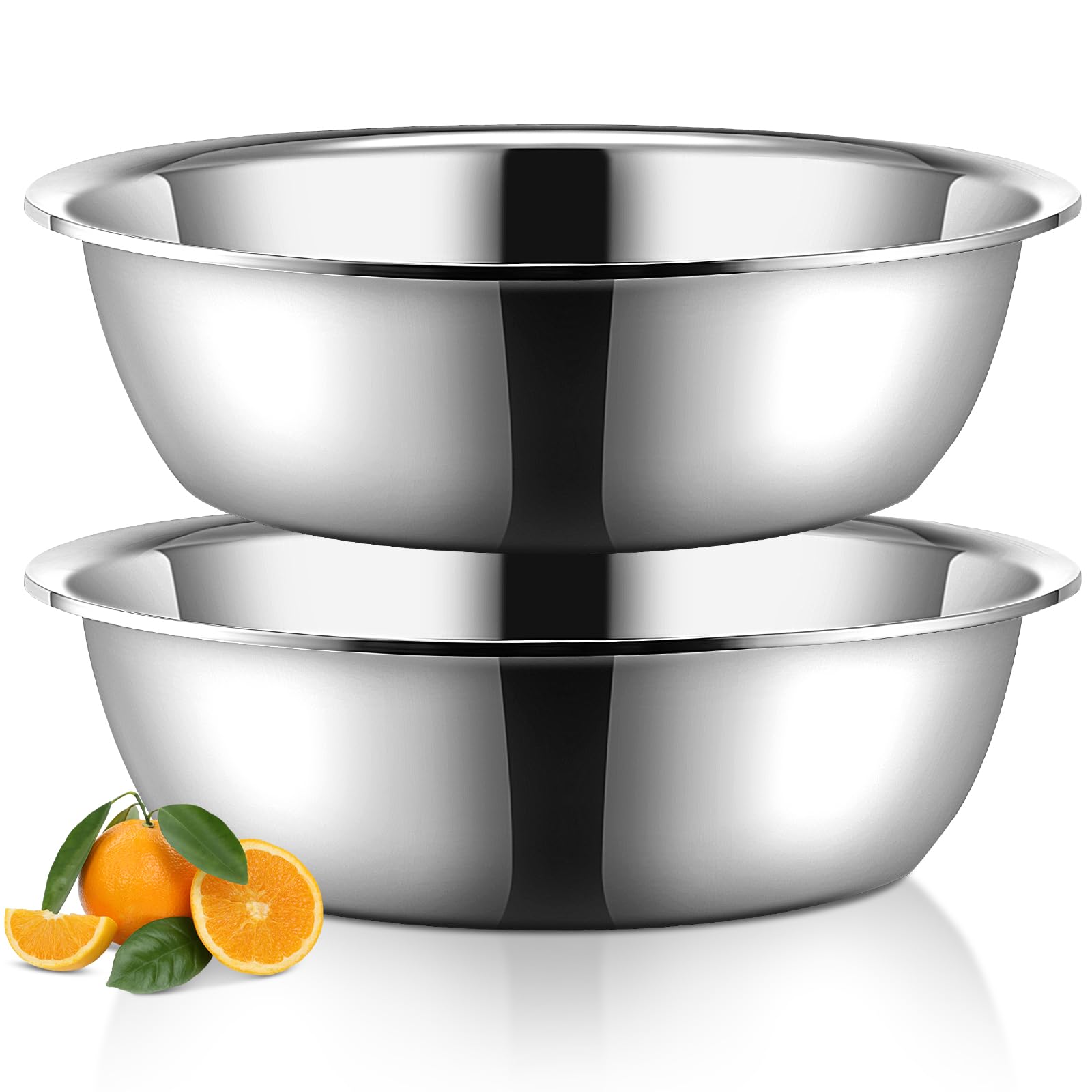 Yungyan 2 Pieces 26 Quart Extra Large Stainless Steel Mixing Bowl