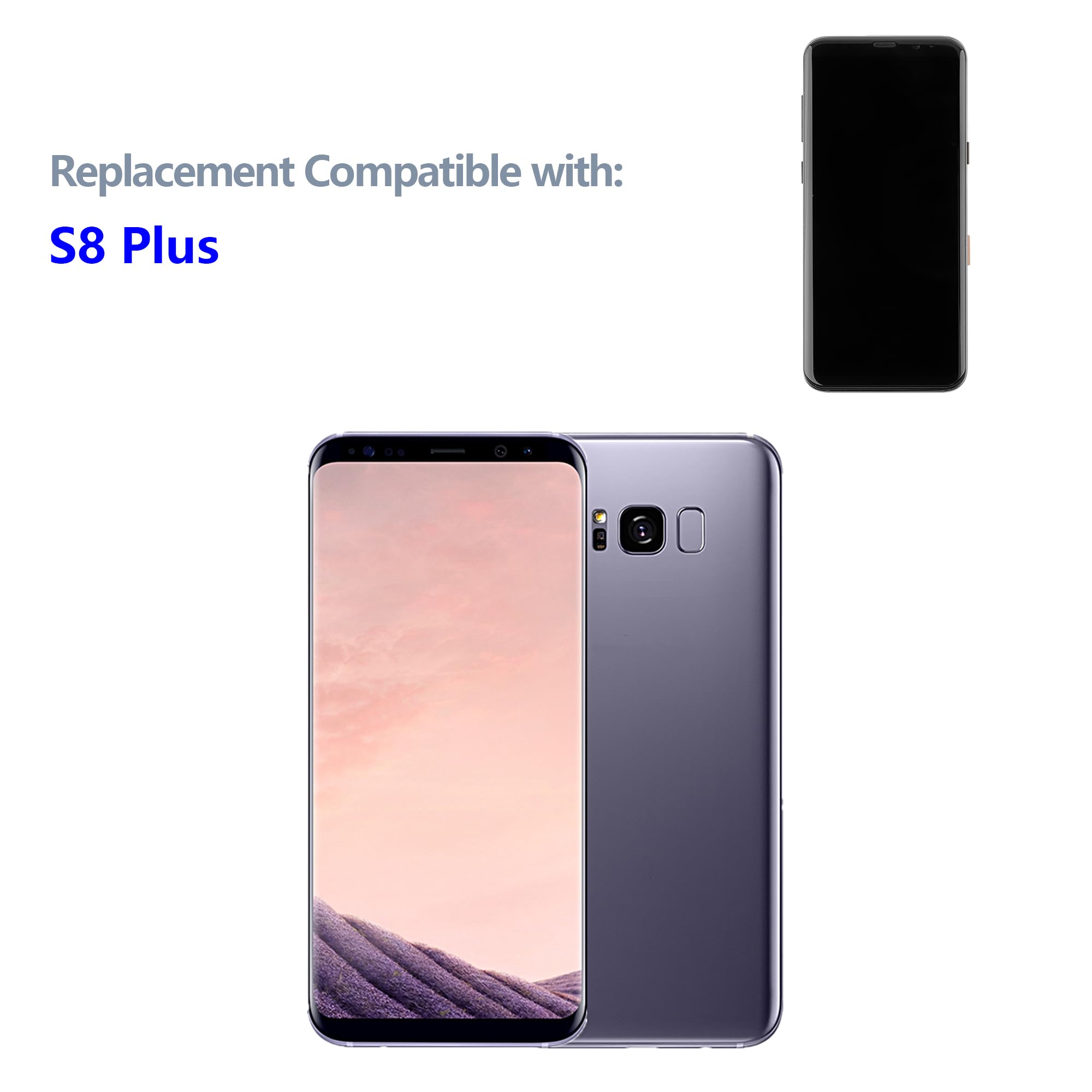 LCD Display Compatibile con Samsung Galaxy S8 Plus S8+ (Nero with Frame) Touchscreen Bildschirm Digitizer Assembly Glas + Strumenti