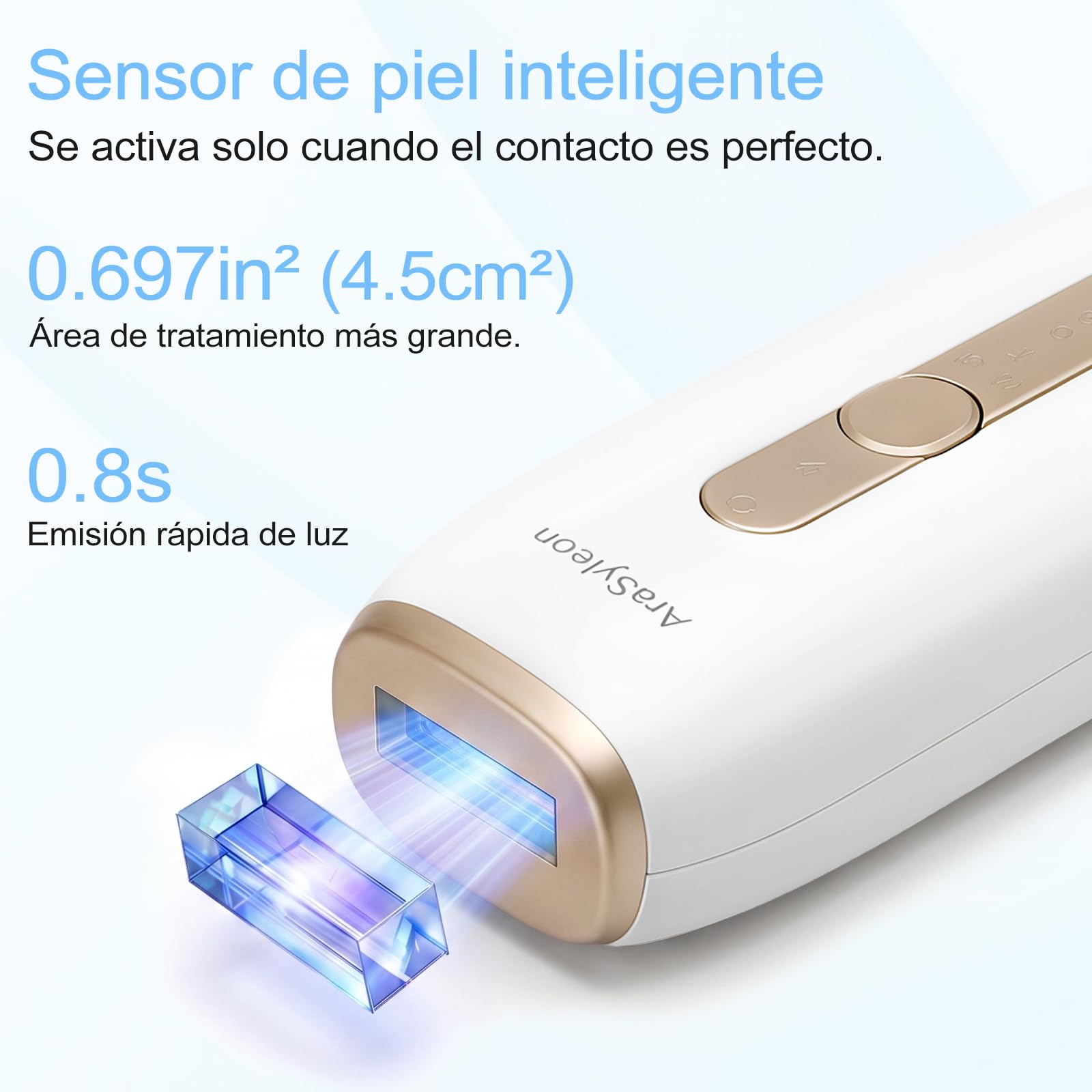 Depiladora IPL 600-1200nm Reducción Permanente Enfriamiento Zafiro Indolora 5 Niveles 3 Modos