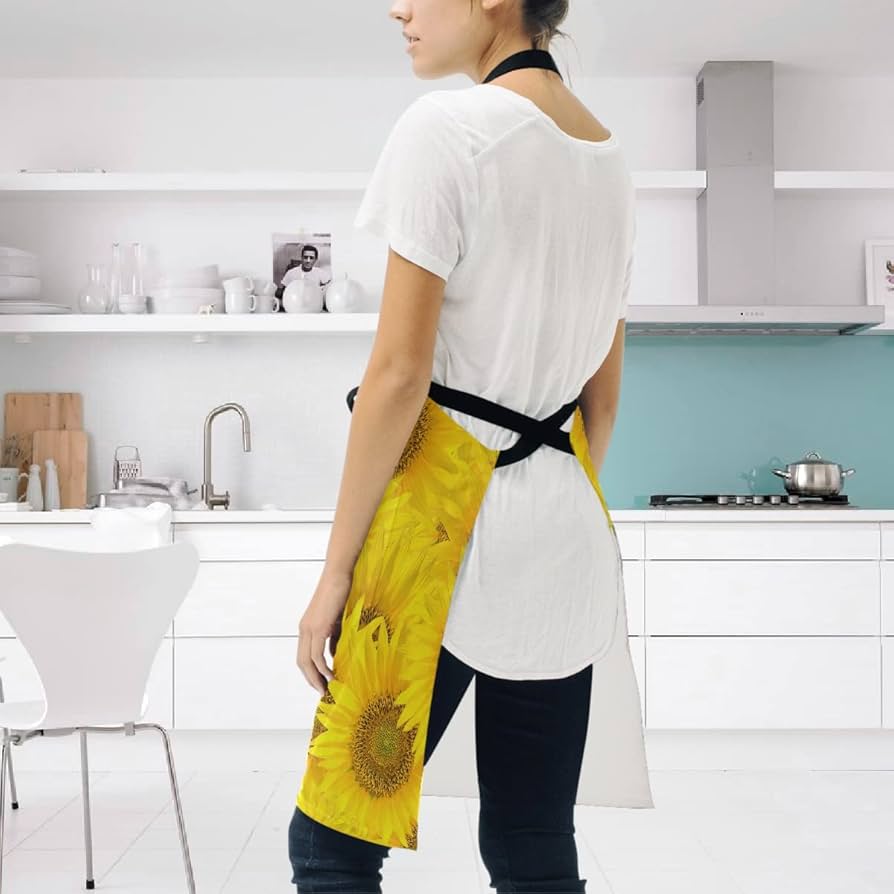 Amazon｜MASAI エプロン おしゃれ かわいい ひまわり柄 調整可能