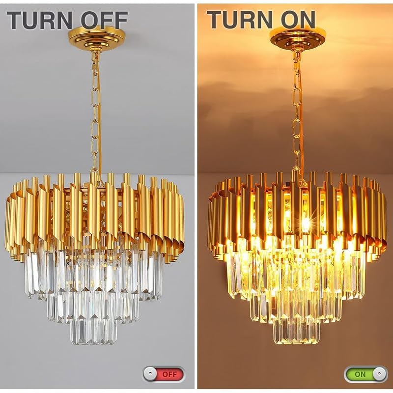 Image of SUANI Modern Crystal Black Gold Chandeliers with Ceiling Light Fixture for Living Room |Jhoomer | Chandelier for Restaurant | Jhoomar for Hotel | Light Fixture Chandelier Bedroom and Hallway 300Mm