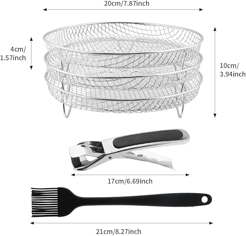 Miniatura 2 de Accesorios para freidora de aire, estantes de deshidratación apilables de 3 capas, bandeja de acero inoxidable para freidora de aire, estante de