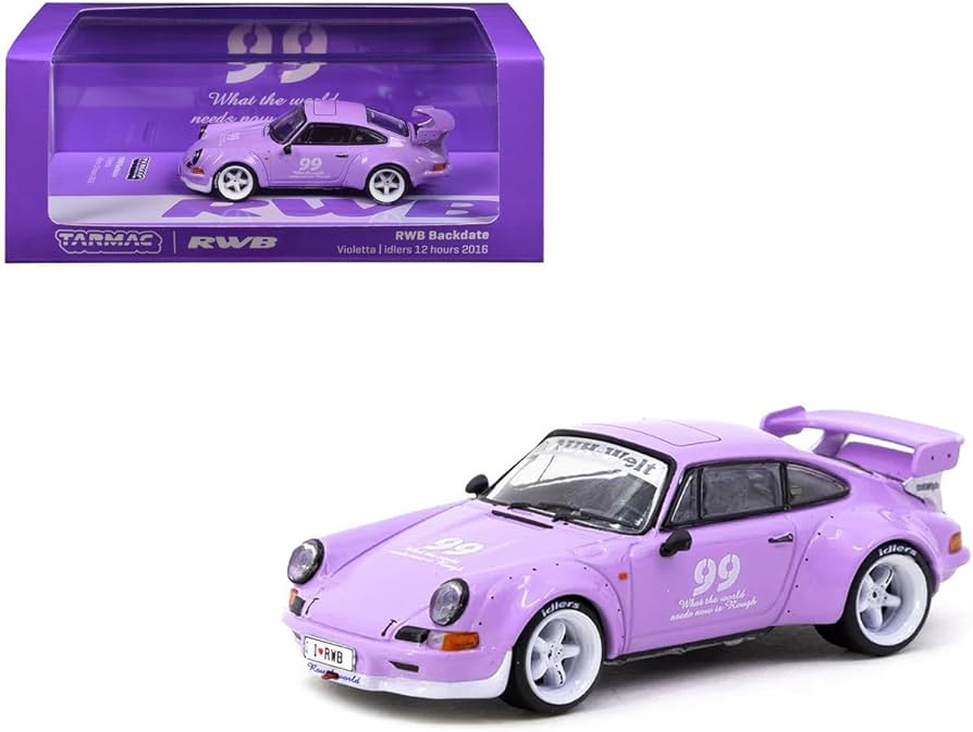 RWB964 Backdated idlersミニカー 1/64 Amazon.com: 1/64 Tarmac Works 2016 911 964 R W B Backdate Violetta