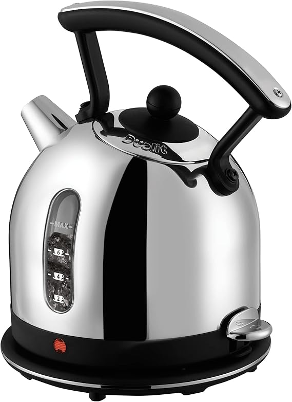 Dualit Lite Kettle 2L 3kW Dome Kettle Polished with Black Trim Fast Boiling Kettle by