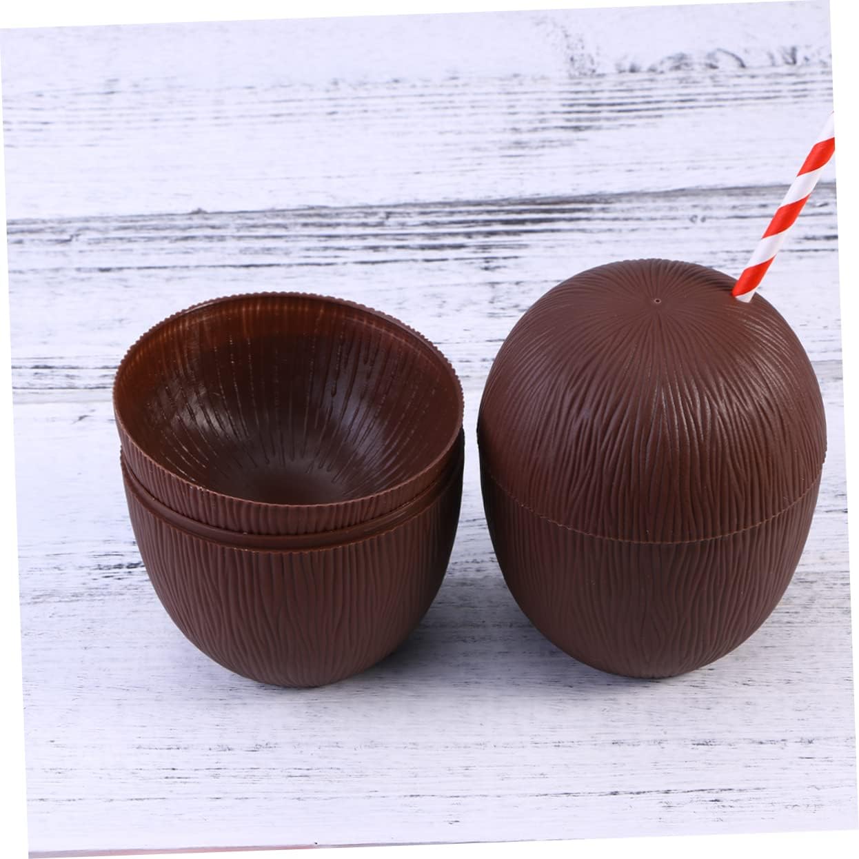 Yardwe 12Pcs Coconut Cups Unique Hawaiian Luau Party Drink Containers Portable Juice Cups for Tropical Gatherings for Beach Celebrations