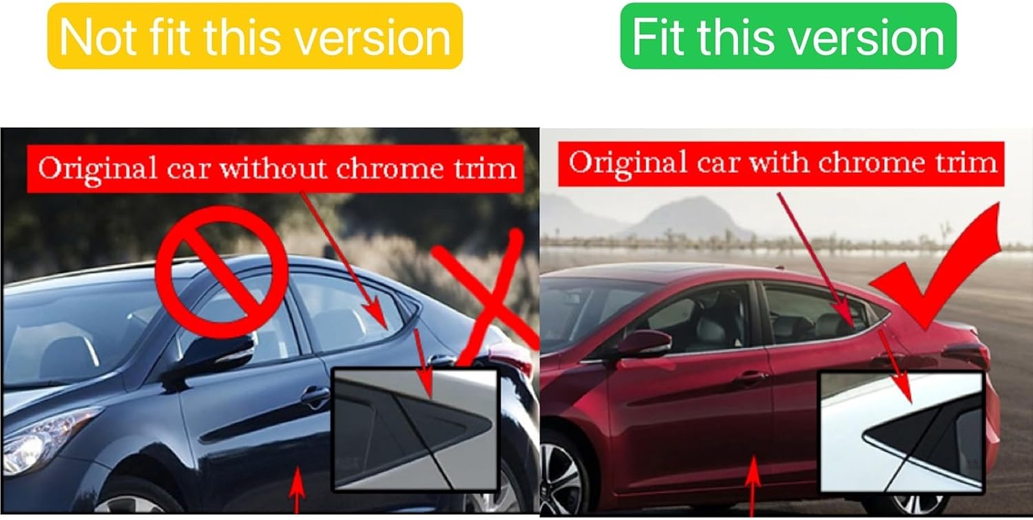 Rear ABS Carbon Fiber Side Vent Window Scoop Louver Fit for Hyundai Elantra Avante Sedan 2011-2015 Trim Cover Auto Accessories