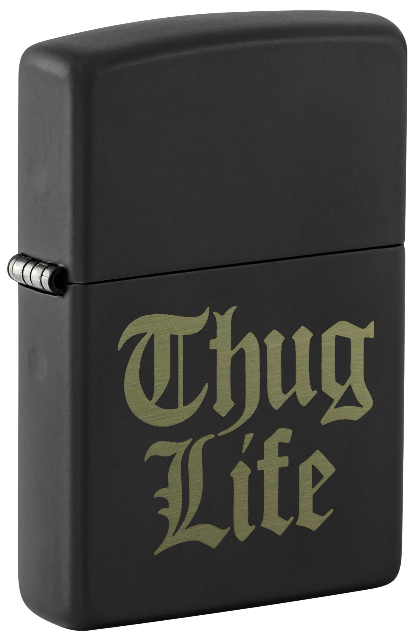 Zippo Lighter, Metal, Black, One Size, Black Matte - Thug Life, 5.5 x 3.8 x 1.2 cm