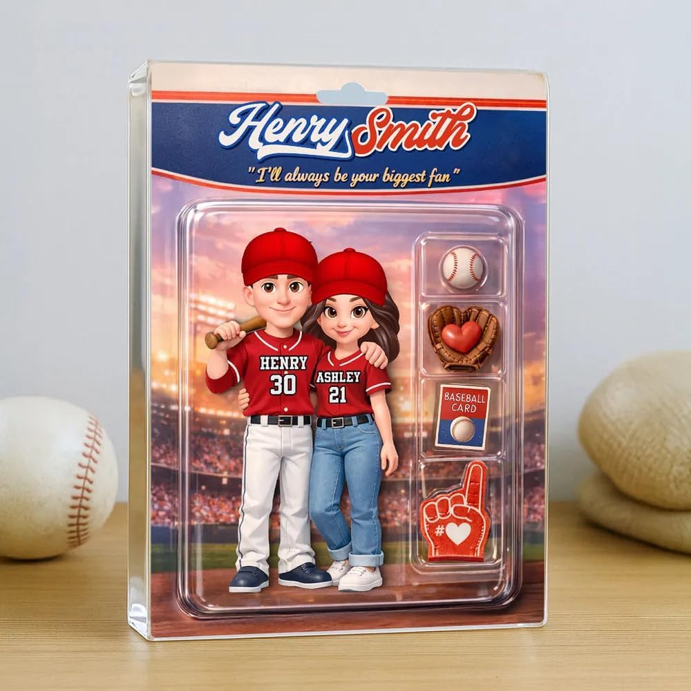 Personalized Sport Couple I'll Always Be Your Biggest Fan, Custom Action Figure Acrylic Block Plaque, Sentimental Gift for Him, Valentines Day Gifts for Men, Boyfriend Husband Gifts