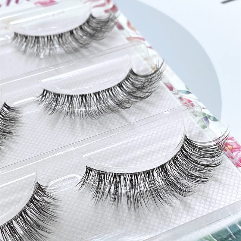 AMSDCNNEW 3/5 pairs Hand-made 3D Mink Lashes Handmade Fake Lashes False Eyelashes Soft Lashes Transparent Stem High Quanlity Beauty (C-26)