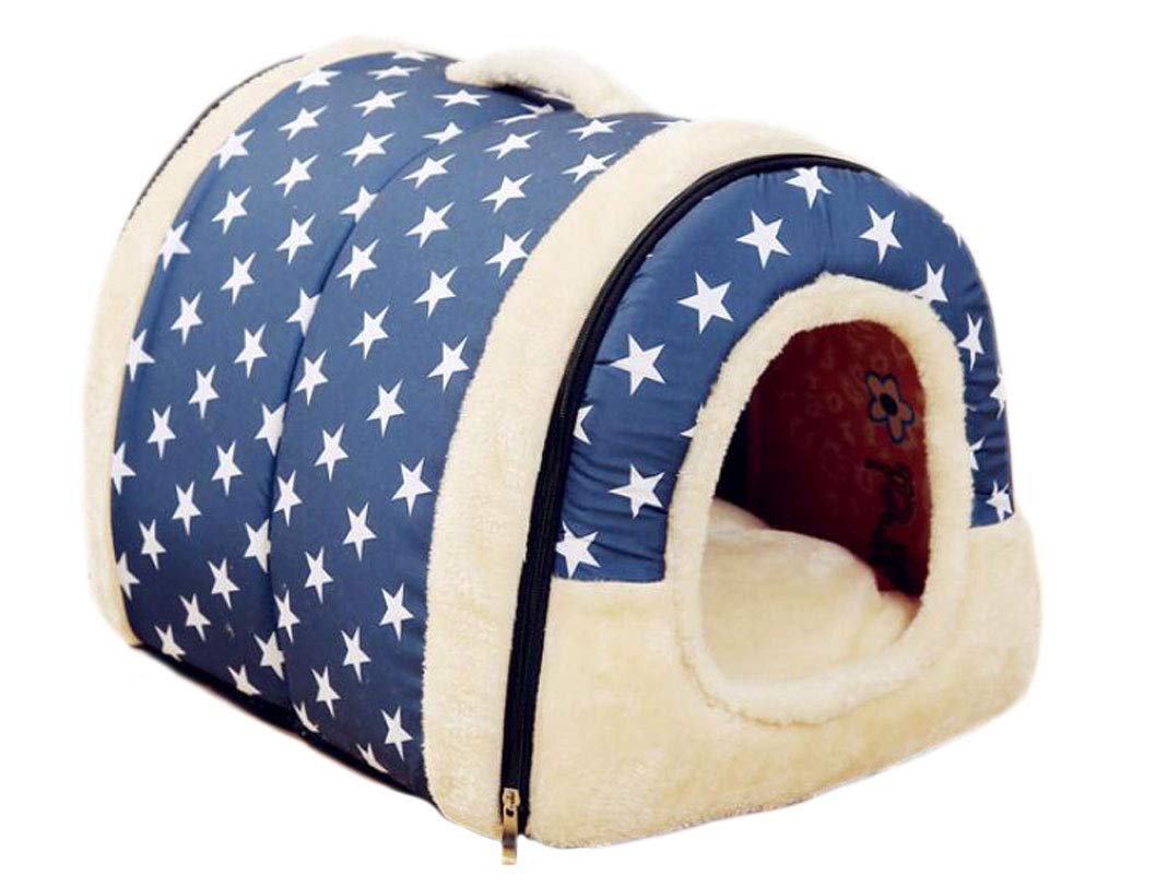 Crasy Shop 2 in 1 Pet House and Sofa, Foldable Dog Cat Bed Winter Soft and Warm Pet House Removable Cushion (6 Patterns, 3 Sizes for you to choose) (White Star, M) — image 1