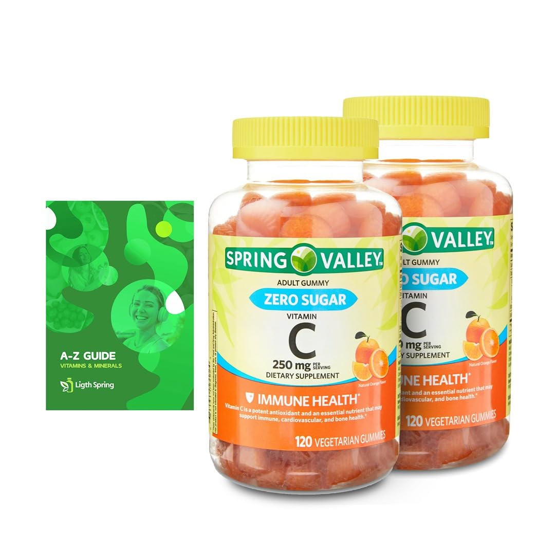 Zero Sugar Vitamin C Gummies Dietary Supplement, 250 mg, 120 Ct (2 Pack) Bundle with Exclusive Vitamins & Minerals - A to Z -Better Ligth&Spring Guide