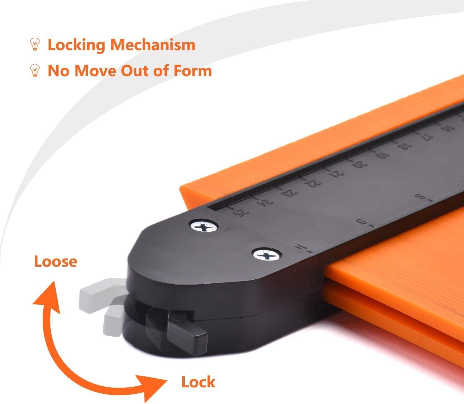 Contour Gauge Profile Tool with Lock, Butecare Precisely Copy Irregular Shape Duplicator 5”& 10”, Master Outline Measuring Plastic Ruler for Corners, Woodworking Templates, Tiles and Laminate (Orange) - - 