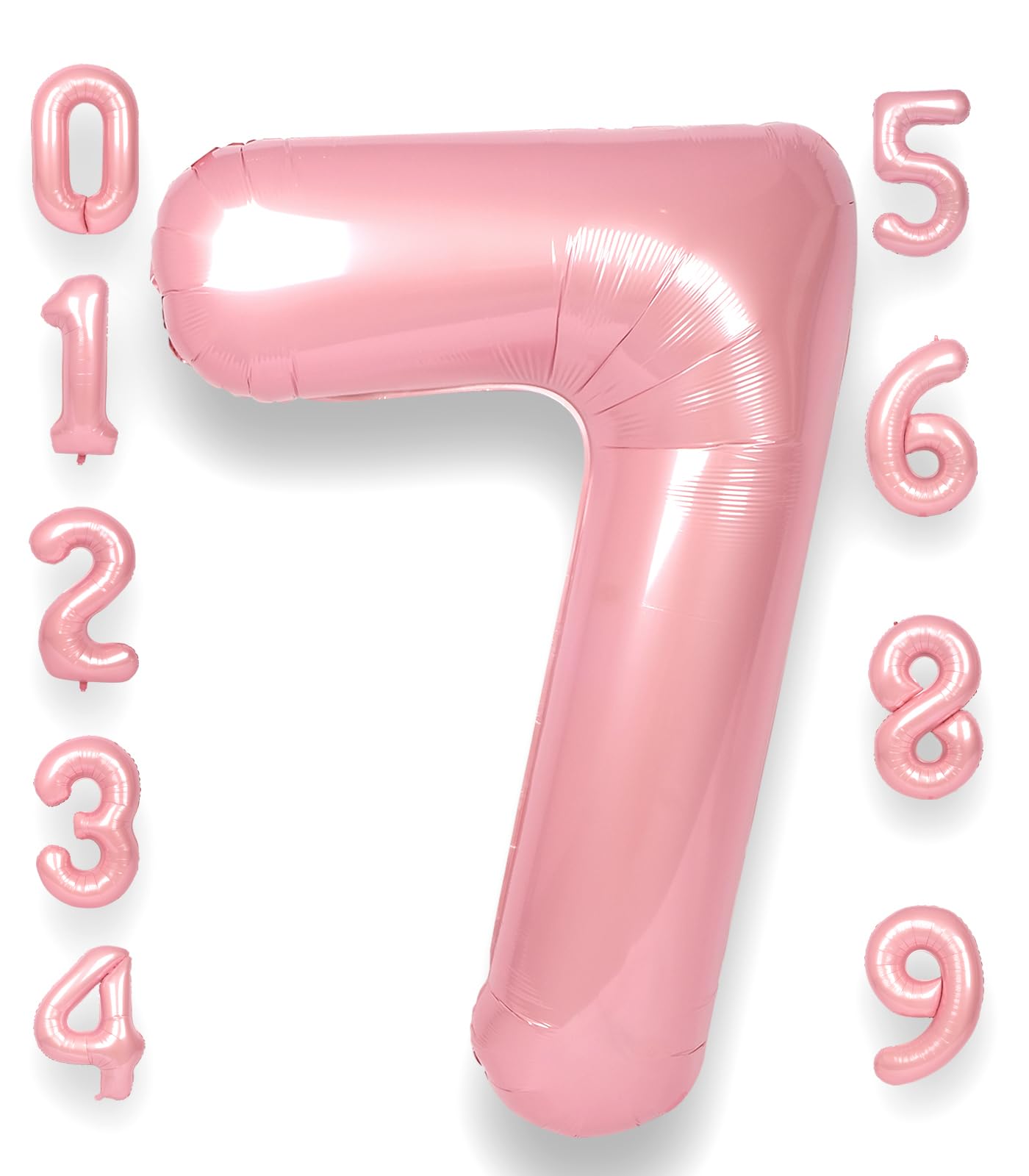 7 Balloon Number 40 Inch for Boy or Girl Big Pink 0-9 Foil Mylar Large 7 Number Balloon Happy 7th Birthday Party Anniversary Decorations Supplies