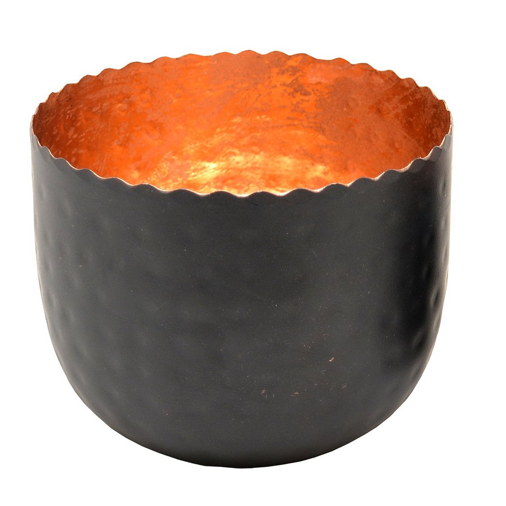 Dibor Black And Copper Tea Light Candle Holder Bowl
