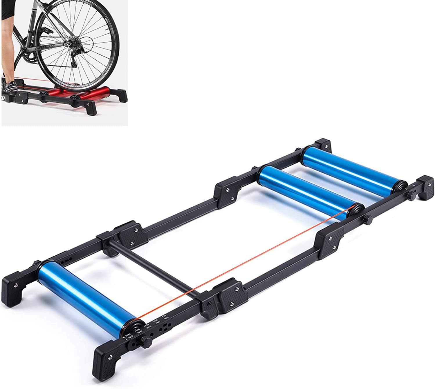 Bike Trainer Stand,Indoor Bicycle Trainer,Bike Rollers Foldable, Indoor Cycling Bicycle Roller Trainer,Blue