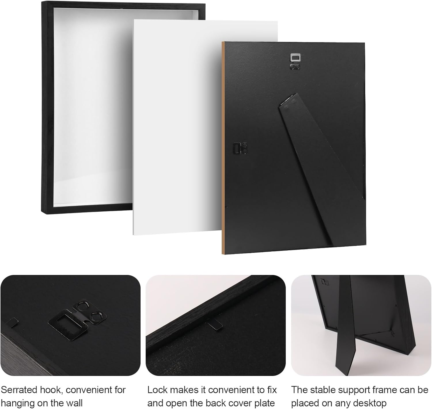 6 Pack Shadow Box Frame - 1.2" Deep Shadow Boxes 3D Picture Frame (6 Pcs/Black, 8"x8")