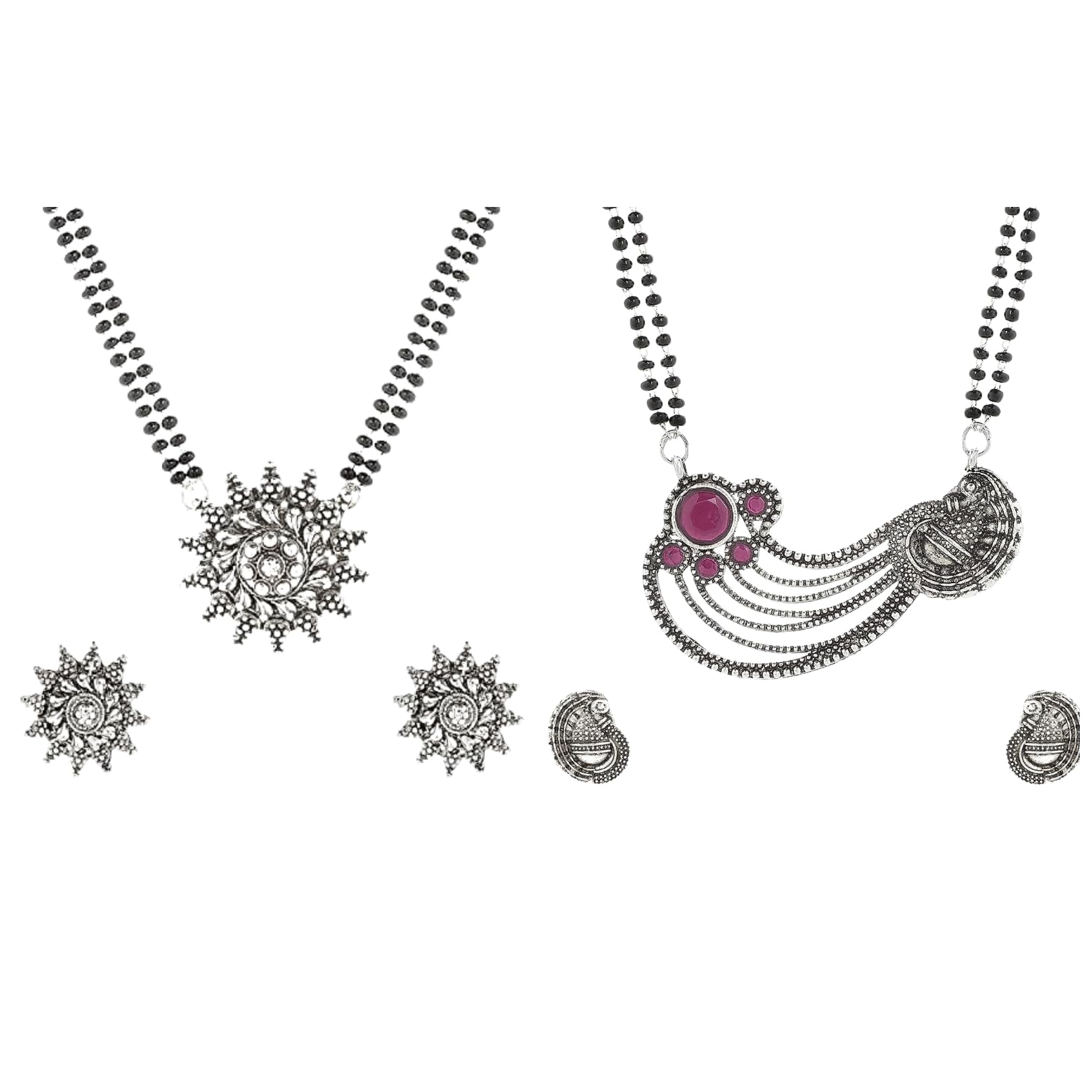 PARNA Latest Fancy Traditional Design Oxidised Silver Plated Vati Long Mangalsutra Set Combo with Matching Earrings (30 Inch) (MGL-1195-1287) (B0CY8JF5ZC) Amazon Price History, Amazon Price Tracker