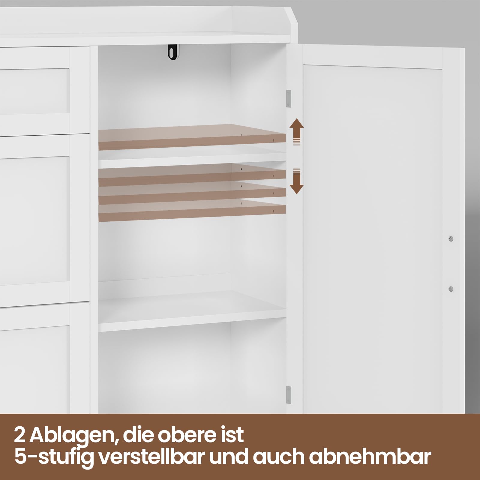 KIMENICH Schuhschrank mit 2 Klappen, Schuhkipper Schmal, Schuhschrank mit 1 Schublade, Schrank, Trennwand Verstellbar, für 12-15 Paar Schuhe, Flur, Eingansbereich, 30 x 100 x 104 cm, Weiß